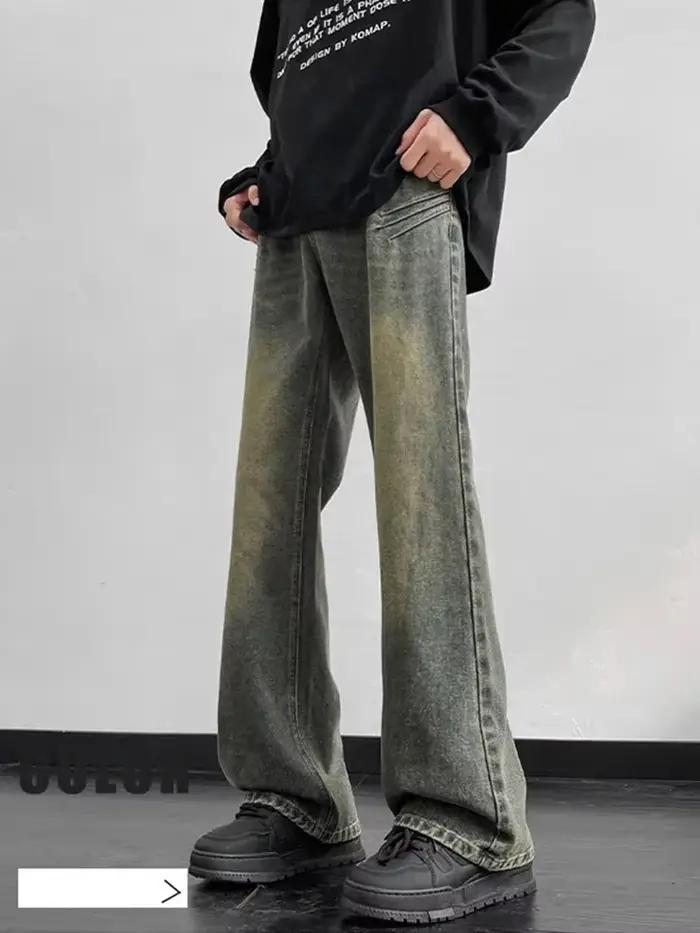 Nouveau Jean Large Dégradé Effet Vieilli 2026 pour Homme – Pantalon en Denim Ample et Fluide Style H