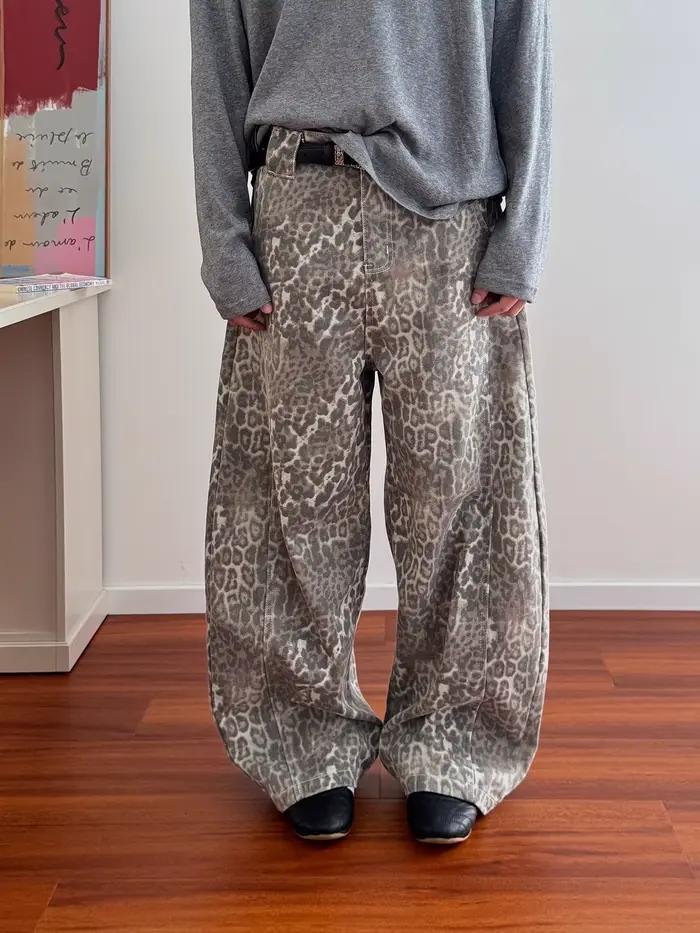 Niche Design – pantalon en denim pour hommes et femmes, imprimé léopard, silhouette unisexe, jambes 