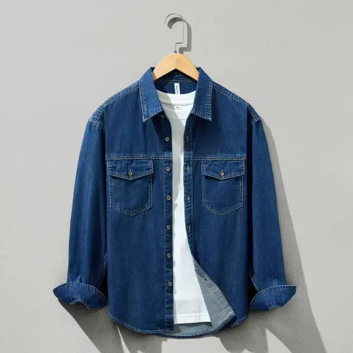 Chemise en jean à manches longues pour homme 2026 – Nouvelle collection printemps-automne, coupe sim