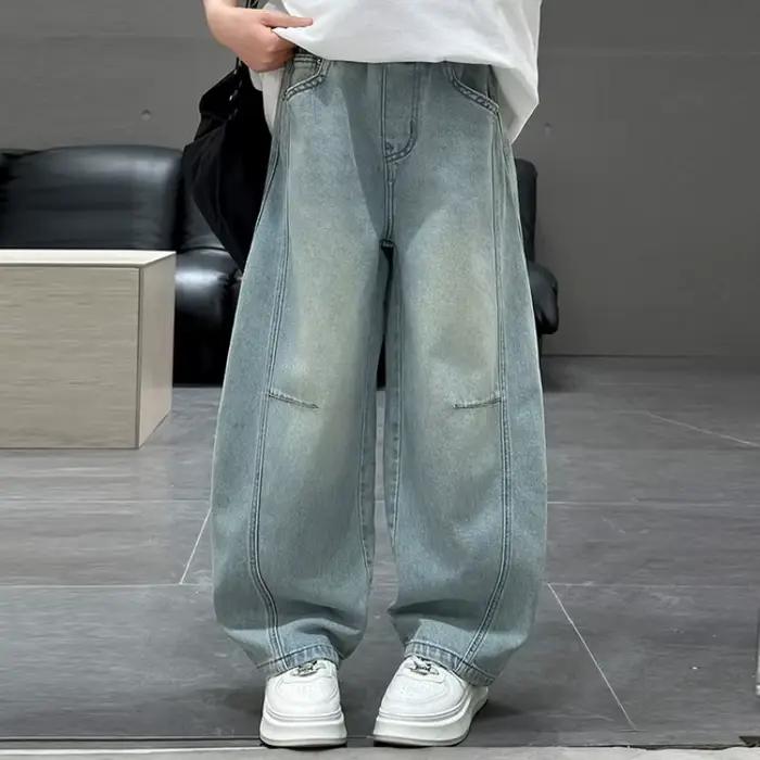 Jeans pour filles de 5 à 13 ans, nouveau pantalon en denim à jambes larges et droites, vêtements pou