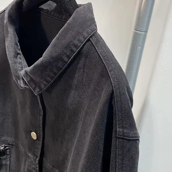 Manteau en denim surdimensionné XXL-6XL adt pour femmes, pardessus en jean vintage noir-gris, automn