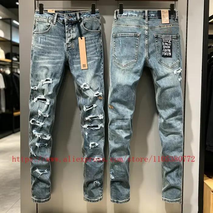 Jean Y2K High Street délavé KSUBI Cross, coupe fuselée, unisexe, haute qualité, taille basse, extens