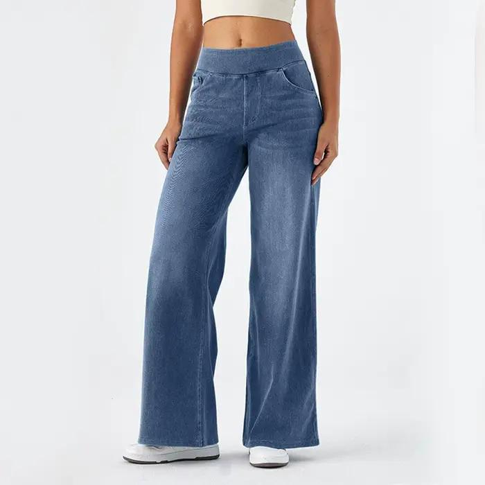 Jean Baggy pour femmes, pantalon en Denim, Vintage, taille haute, jambes larges, avec poches, pantal