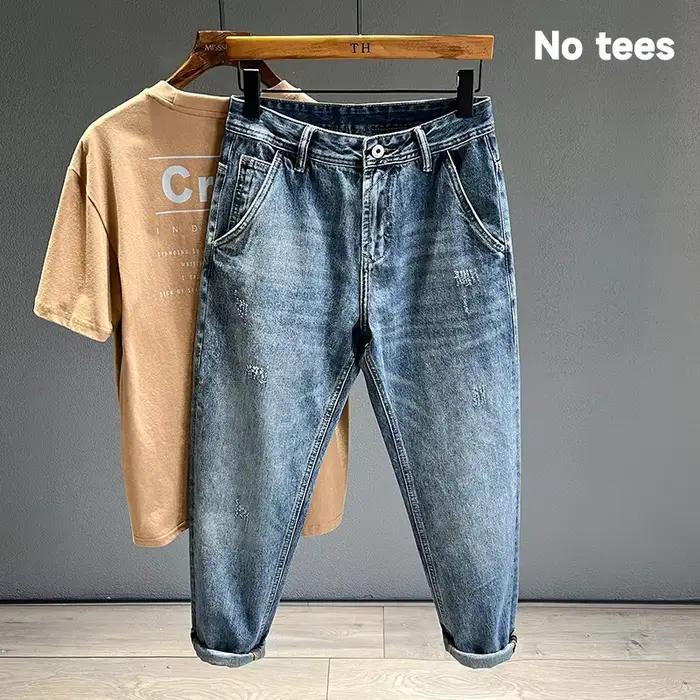 Nouveau Jean effiloché hommes Baggy personnalité conique pantalons décontractés Streetwear Hip Hop V