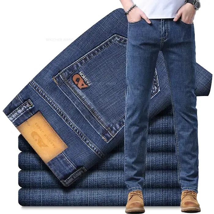 Jean Slim Bleu Clair pour Homme, Pantalon en Denim, Tissu de Commande Décontracté, Classique, FJM, G
