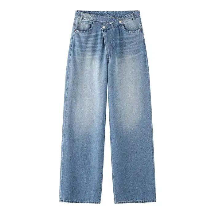 MUJER 2025 jean femme bleu Baggy jean pour femme taille haute maman jean femme jambe large Denim pan