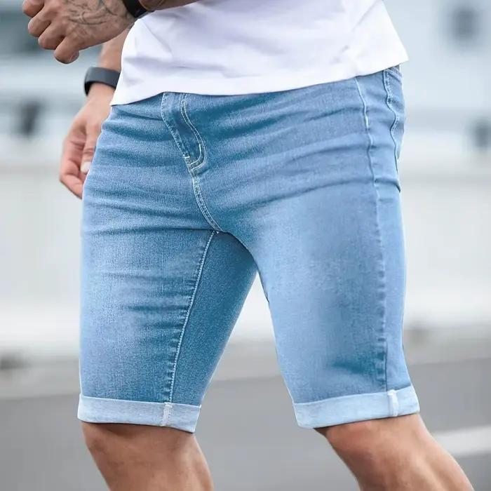 Pantalon en denim de rue américain populaire pour hommes, short en denim simple et décontracté, adap
