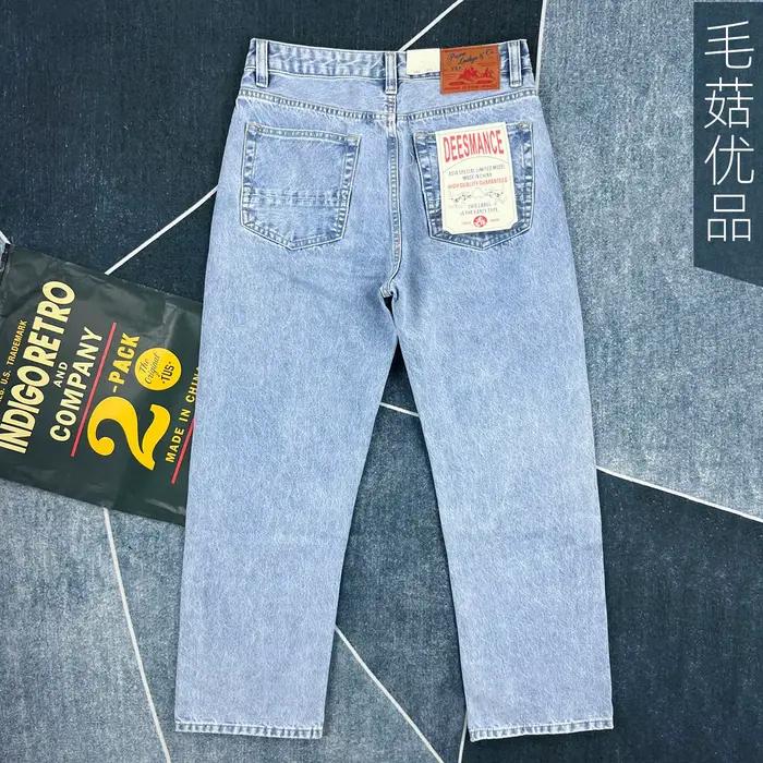 Jean en denim décontracté coupe droite style rétro américain pour homme, nouvelle collection printem