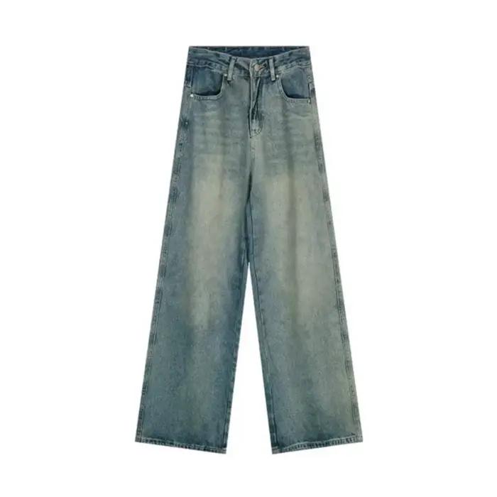 Jean vintage taille haute amincissant pour femme, style américain, décontracté, en denim, polyvalent