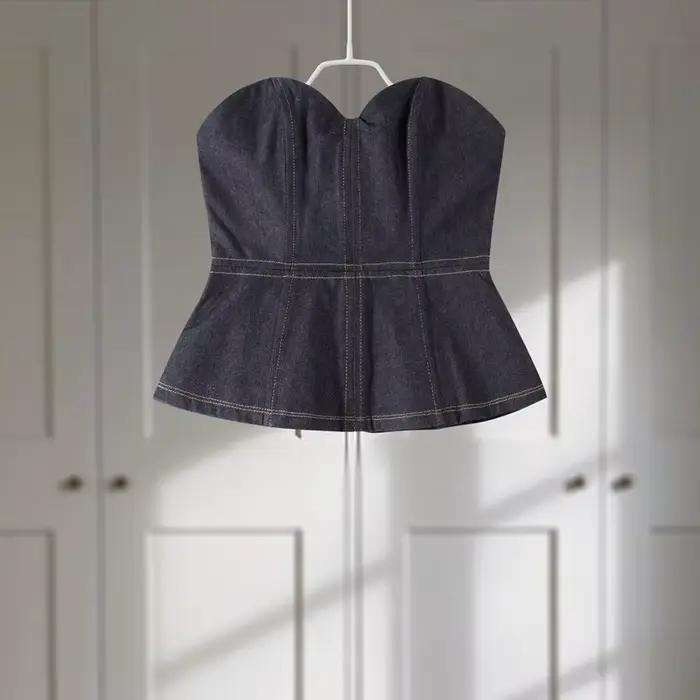 Blazer en Denim Vintage pour Femme, Ensemble 3 Pièces, Veste de Synchronisation Crantée, Pantalon à 