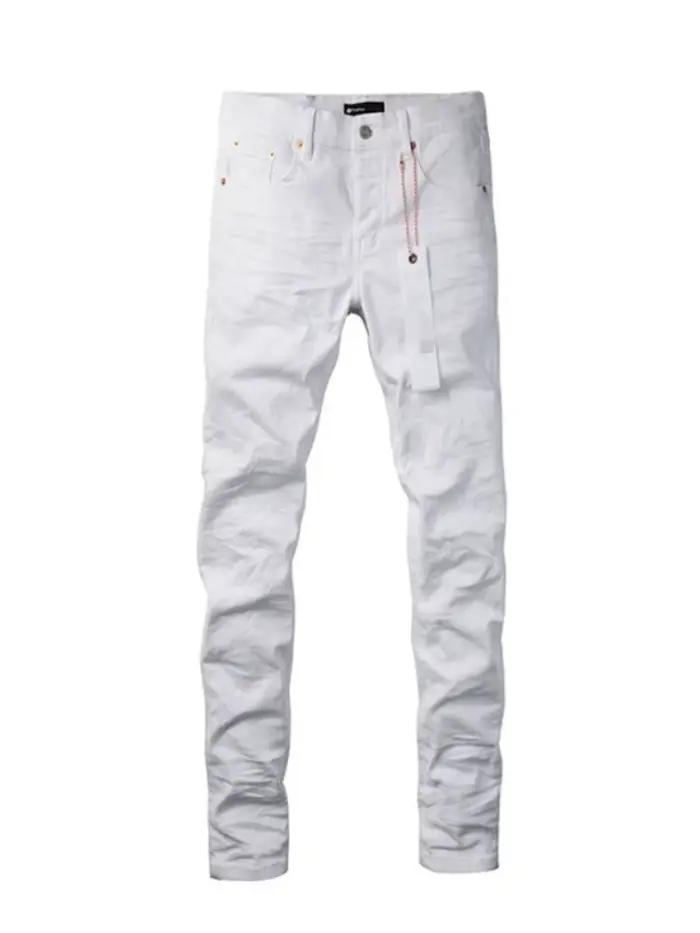 Nouveaux jeans skinny blancs pour hommes, pantalon slim de haute qualité, style streetwear hip hop, 