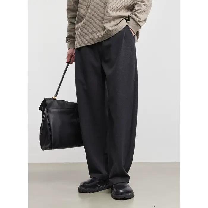 Nouveau pantalon décontracté drapé 2026 pour homme – Coupe ample, couleur unie haut de gamme, mode p