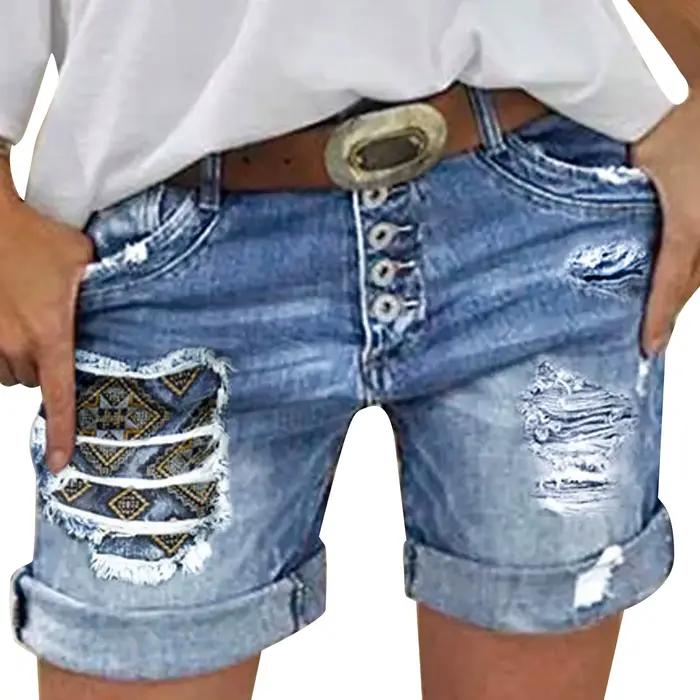 Short en jean déchiré avec trous pour femme, short court roulé, short baggy pour femme, hotpants, st