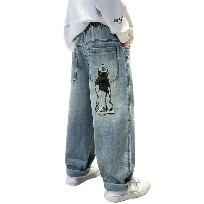 Nouveau Design enfants Baggy jean pour adolescents garçons décontracté Style ample dessin animé Deni