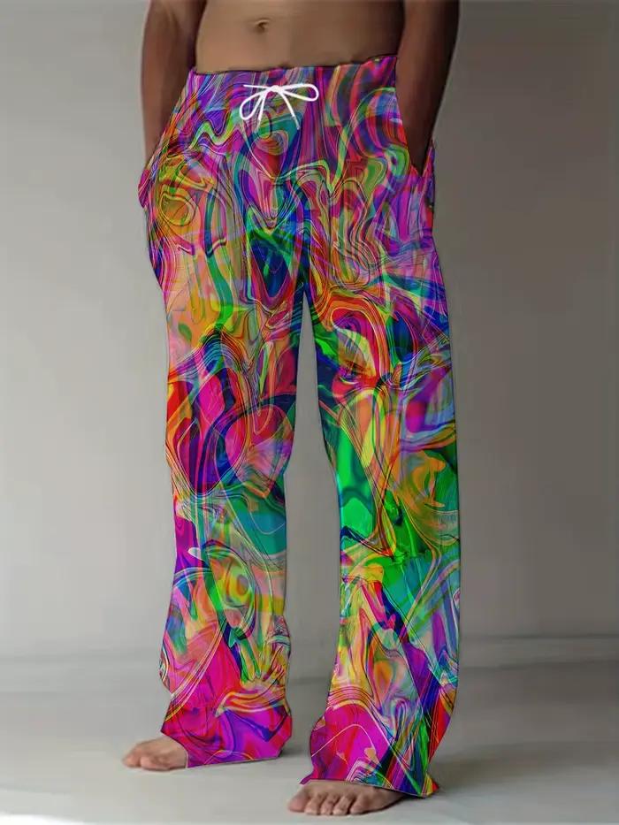 Pantalon décontracté ample pour hommes et femmes, grande taille, motif imprimé 3D, design poster col