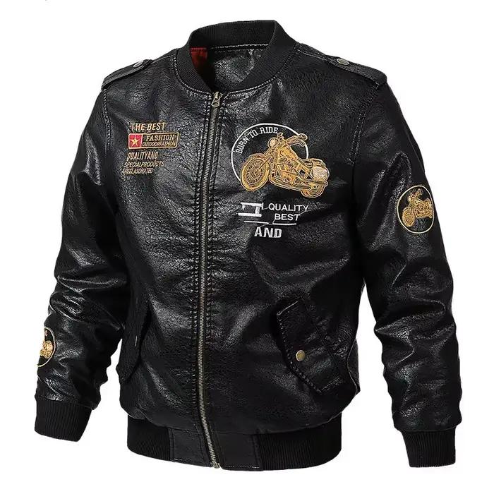 Vestes en cuir de motard de rue pour hommes à la mode, belles vestes en cuir PU lavé à col en V pour