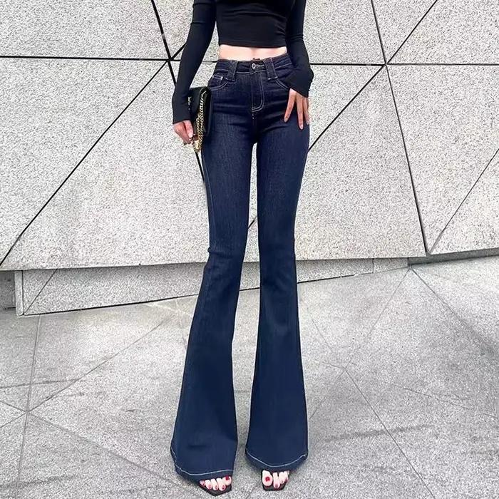 Jean Évasé de Cowboy Rétro pour Femme, Pantalon Slim Slim Fit, Baggy Monté, Blue Flare FjHigh Waist 