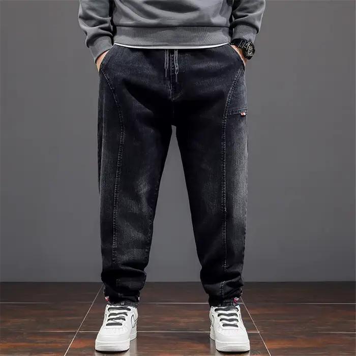 Grande taille 8XL jean hommes Denim pantalon mode décontracté taille élastique jean mâle couleur uni