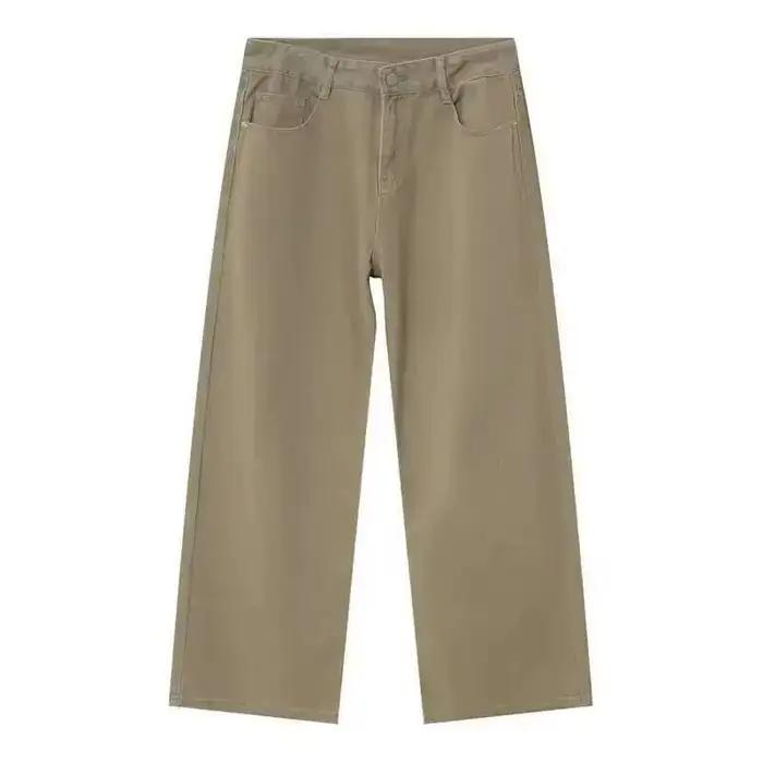IEFB – jean droit ample pour hommes, mode coréenne, mi-haut, Denim, pantalon polyvalent à jambes lar
