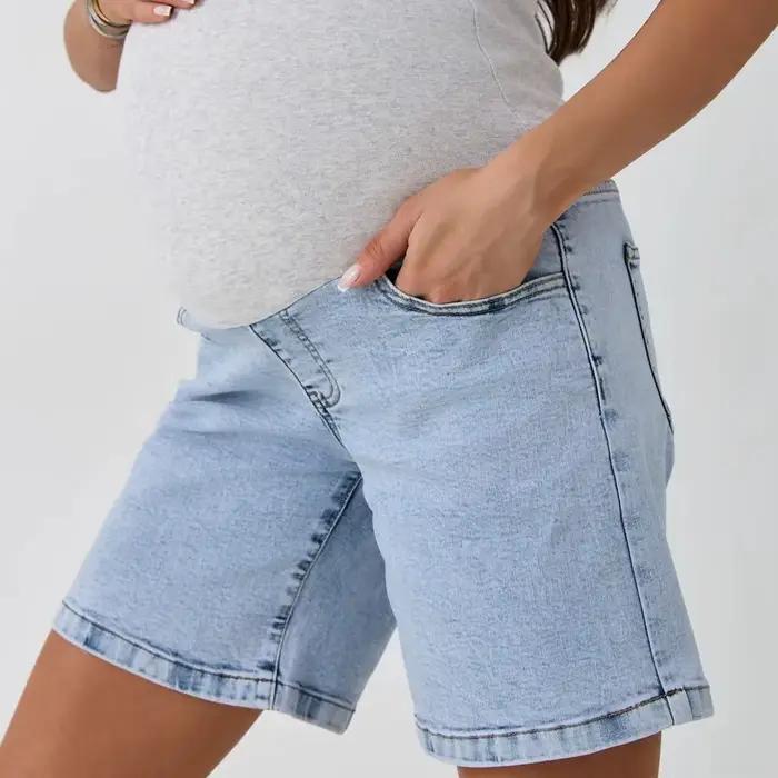 Shorts en jean décontractés pour femmes enceintes, shorts de maternité à taille élastique réglable, 