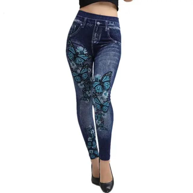 Legging en Jean Sans Couture pour Femme, Taille Haute, Imprimé, artificiel astique, Ogo, Slim, Mode,