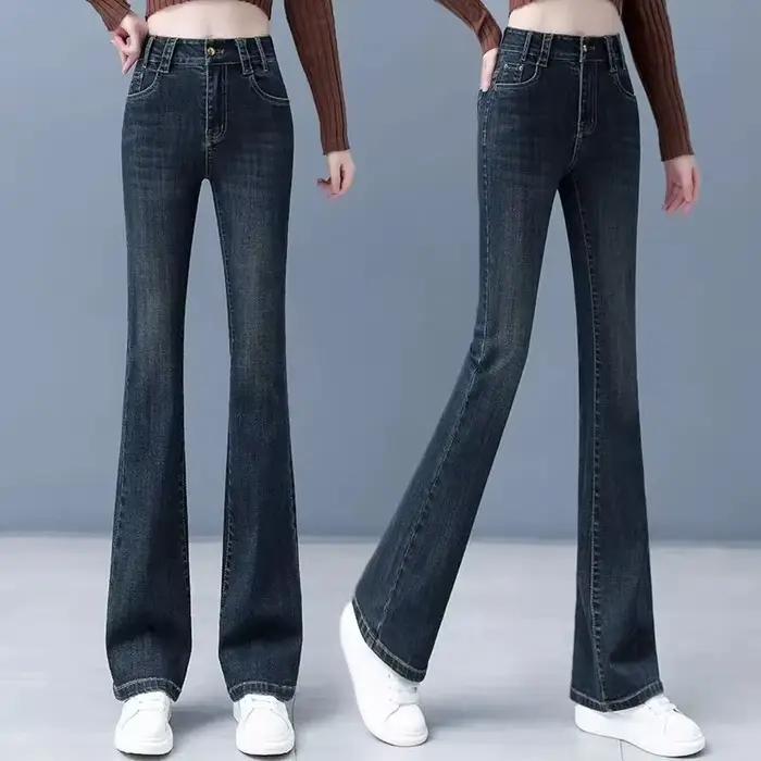 Coréen femme mode jean Pantalons automne hiver femmes grande taille 4xl Cowboy pantalon dames taille