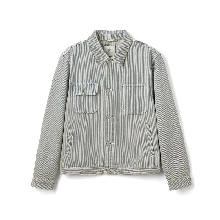 SIMWOOD Nouvelle Collection Printemps 2026 – Blouson en Jean Rayé Délavé 12,5 oz Coupe Ample pour Ho