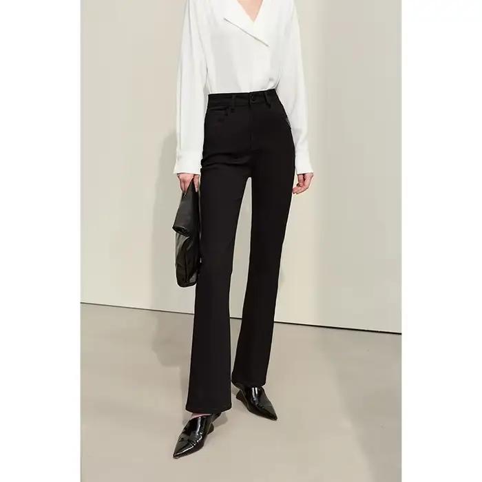 AMII-Jeans évasés minimalistes pour femmes, pantalons taille haute pour femmes, bureau simple, mince