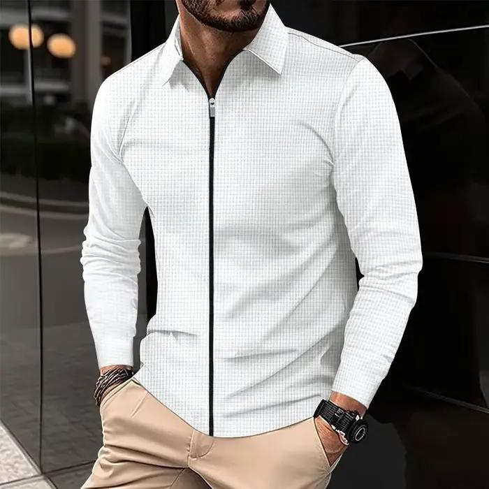 Veste décontractée pour hommes, manteau d'affaires de travail, gaufré, manches longues, fermeture éc