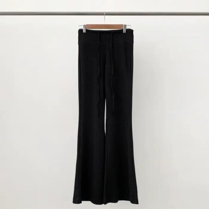 Pantalon décontracté taille haute ajusté coréen Dongdaemun avec cordon de serrage, couleur unie, élé