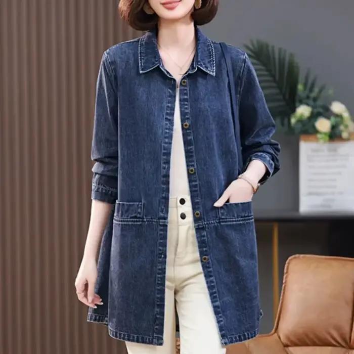 Veste en jean mi-longue pour femme, nouvelle collection printemps-automne 2026, version coréenne, do