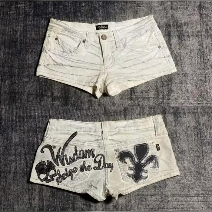 Shorts en jean taille basse pour femme, style Y2K, mode estivale tendance, Harajuku, gothique, punk,