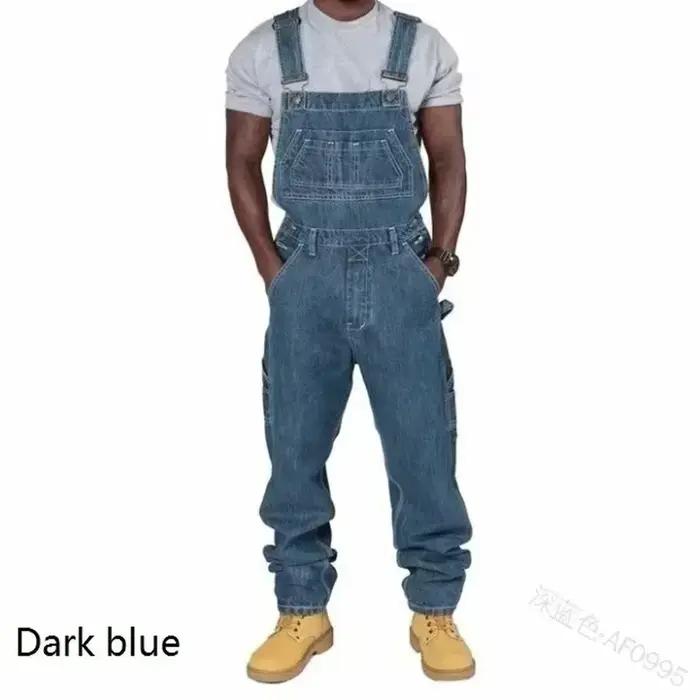 Salopette en jean pour hommes, combinaison avec poches, pantalon en Denim Long et ample, barboteuse 