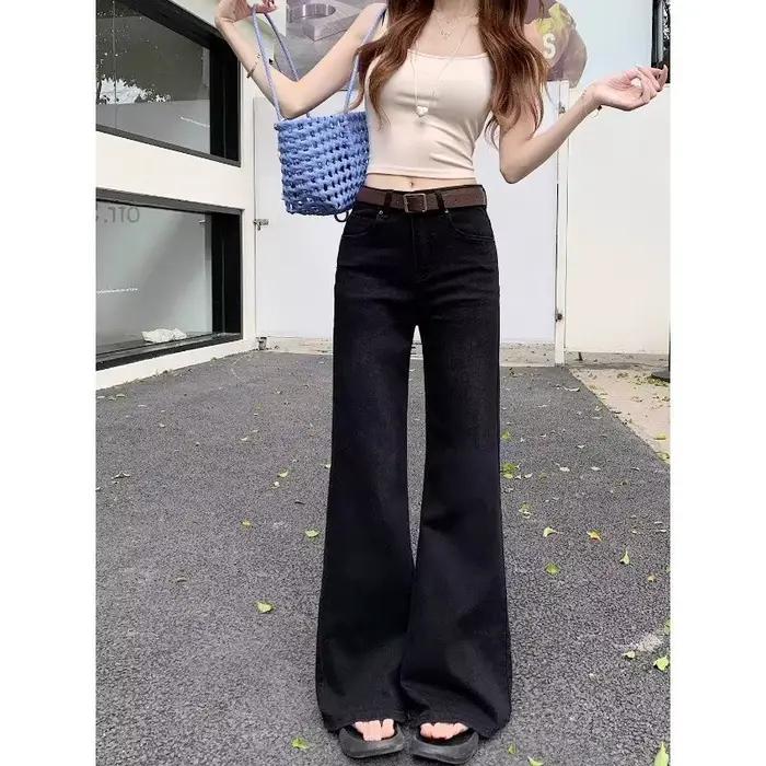 Jean évasé taille haute pour femme, nouvelle collection printemps-automne 2026, style décontracté, s