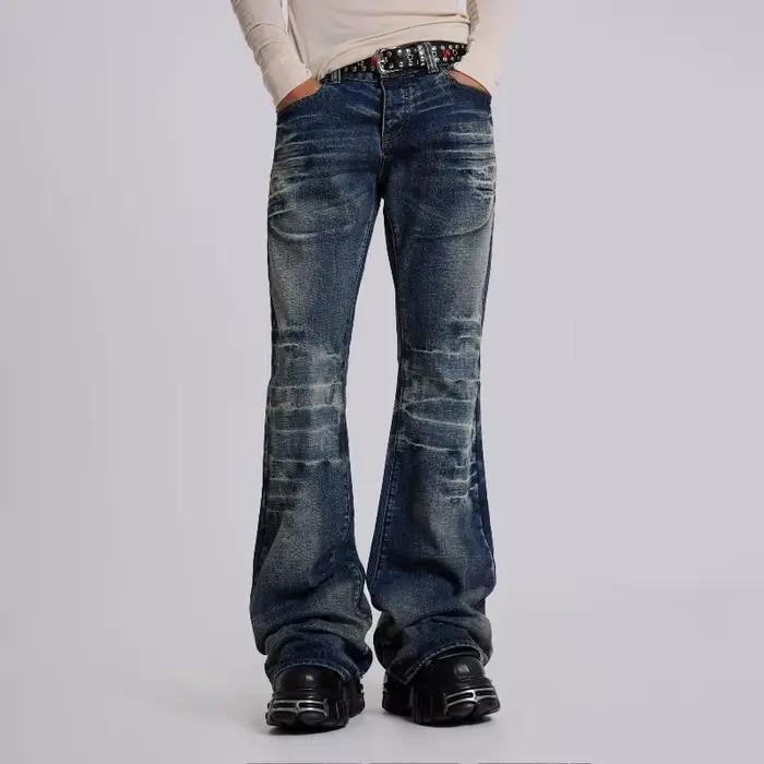 HOUZHOU Y2k Gothic Vintage Bootcut Jeans Homme Femme Harajuku American Retro Flared Denim Trousers G