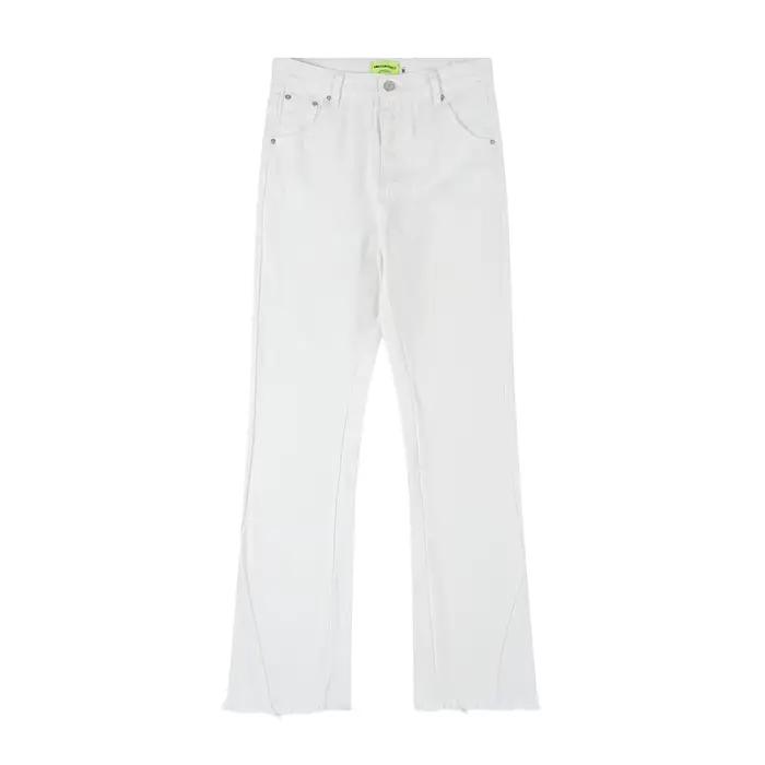 Jean en denim évasé coupe slim blanc pour homme, style décontracté, couleur unie, délavé