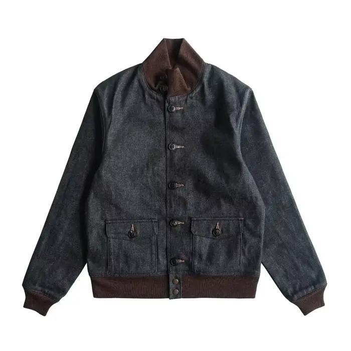 Sauce Zhan Veste pour homme Veste en jean à lisière doublée courte Veste de vol A1 pour homme Coupe 