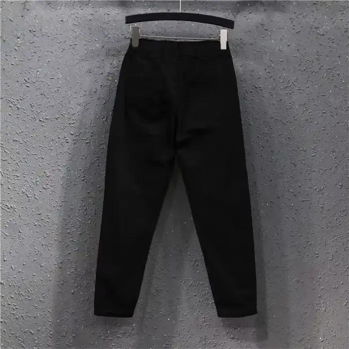 Nouveau Jean Femme 2026 Style Coréen Pantalon Harem Taille Élastique Uni Décontracté en Coton Denim 