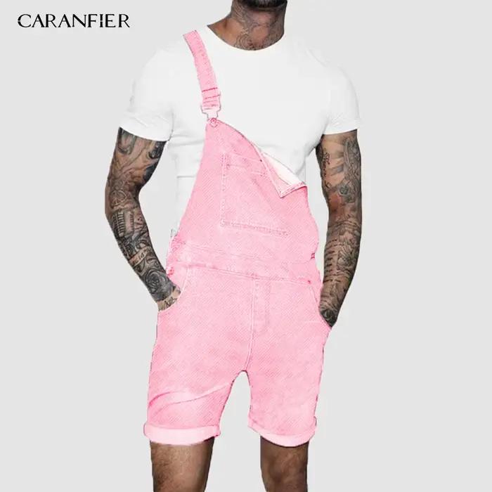 CARANFIER jean hommes combinaisons haute rue en détresse Denim salopette pour homme genou Kength pan