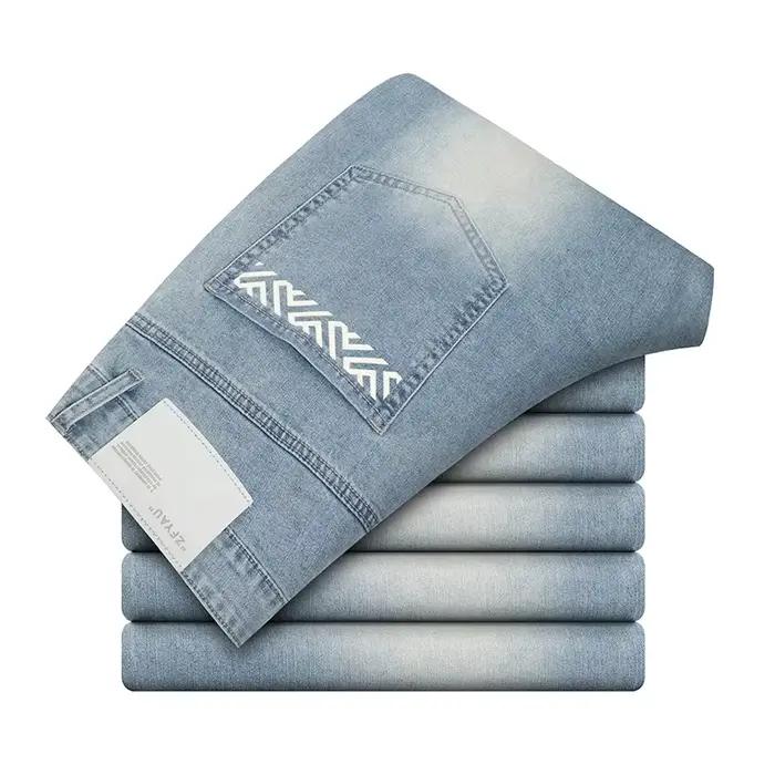 Jeans fins et confortables pour hommes, pantalons droits d'affaires à la mode et respirants, pantalo