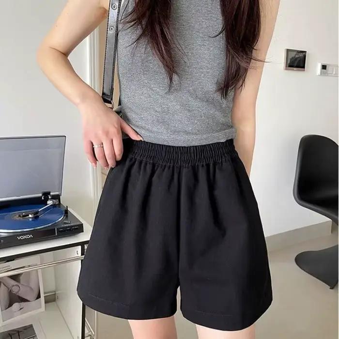 Shorts en coton coupe trapèze pour femme – Nouveauté été, taille haute, décontracté, ample et léger,