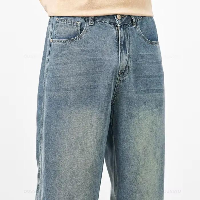 Jeans pour hommes en tissu lyocell doux et confortable de qualité supérieure, coupe ample, jambe lar