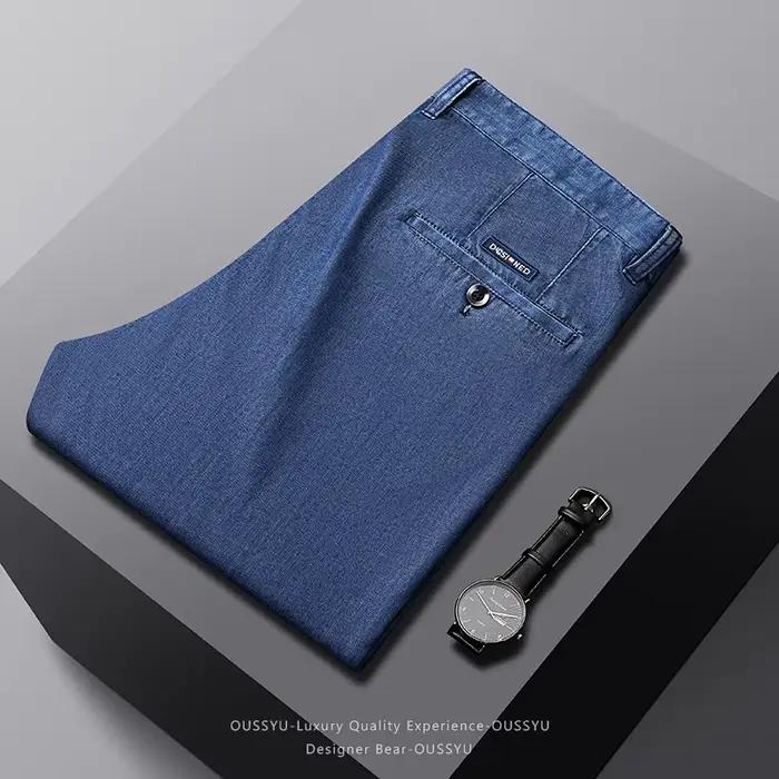 Jean pour homme 2026 – Nouveau pantalon décontracté d'été, coupe droite, taille haute élastique, pou