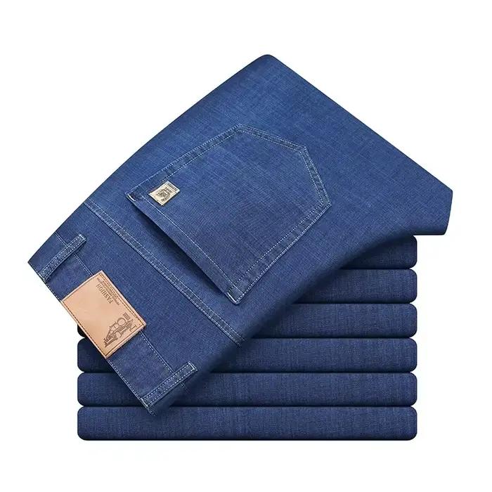 Jean en soie glacée pour hommes été nouveau Lyocell mince affaires pantalon en Denim décontracté cla