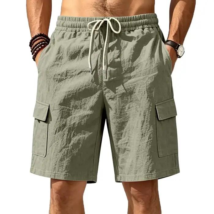 Salopette américaine multi-poches pour homme, sport et loisirs en plein air, salopette en lin unie a