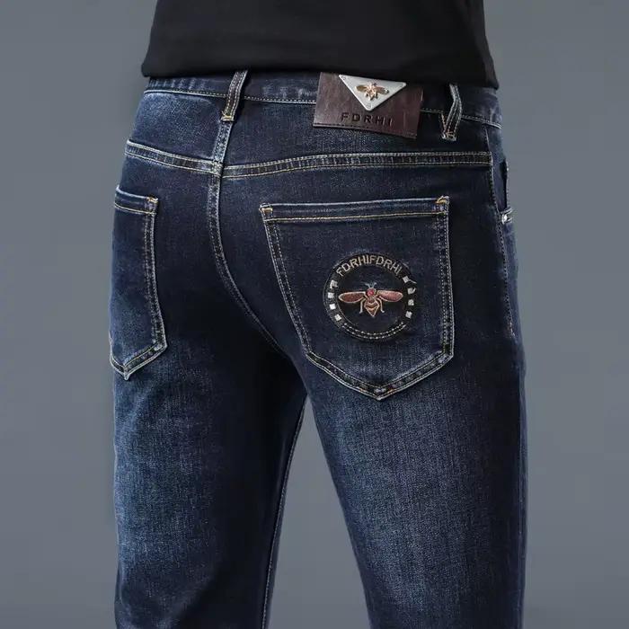 Jeans pour hommes automne printemps haut de gamme à la mode coupe ajustée pantalon moulant tout asso