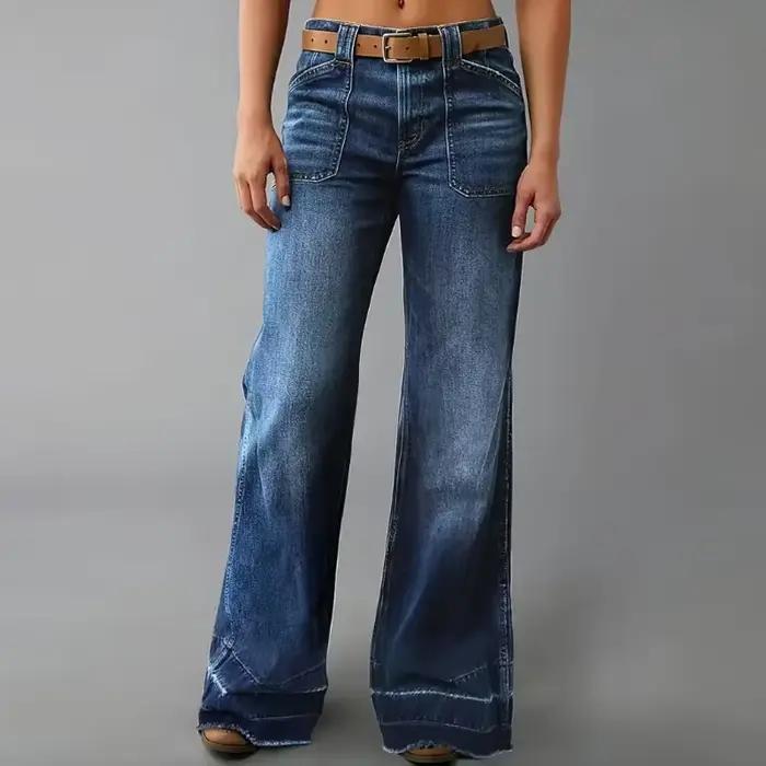 Jean Vintage en Denim pour femmes, taille haute, jambe droite, délavé, doux, confortable, Baggy, déc