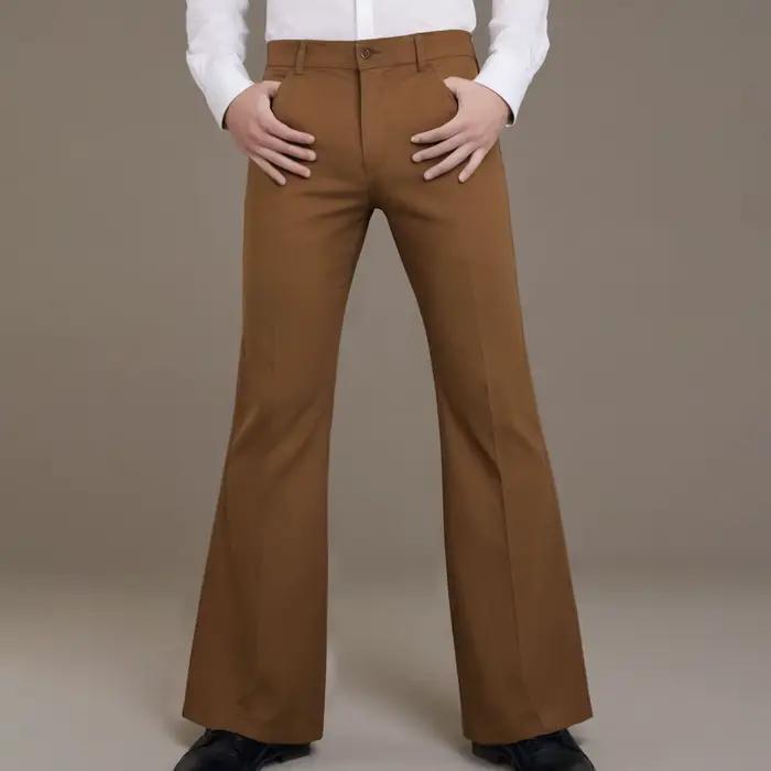Pantalon évasé rétro pour hommes, tendance, Slim Fit, Long, Harajuku, bas cloche, couleur unie, Vint