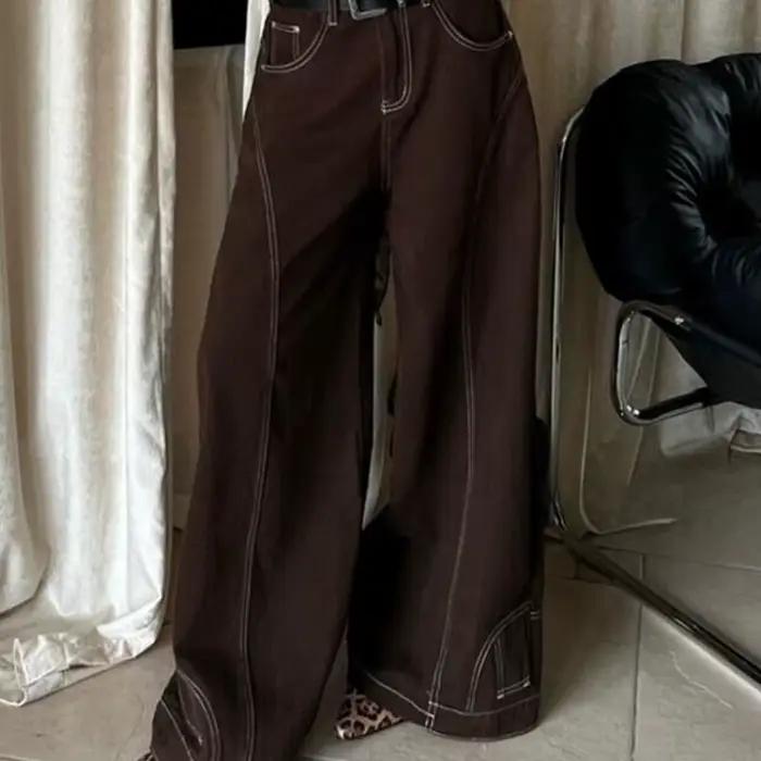 Jean inversé délavé rétro pour femmes, nouveau pantalon longueur au sol pour l'automne et l'hiver
