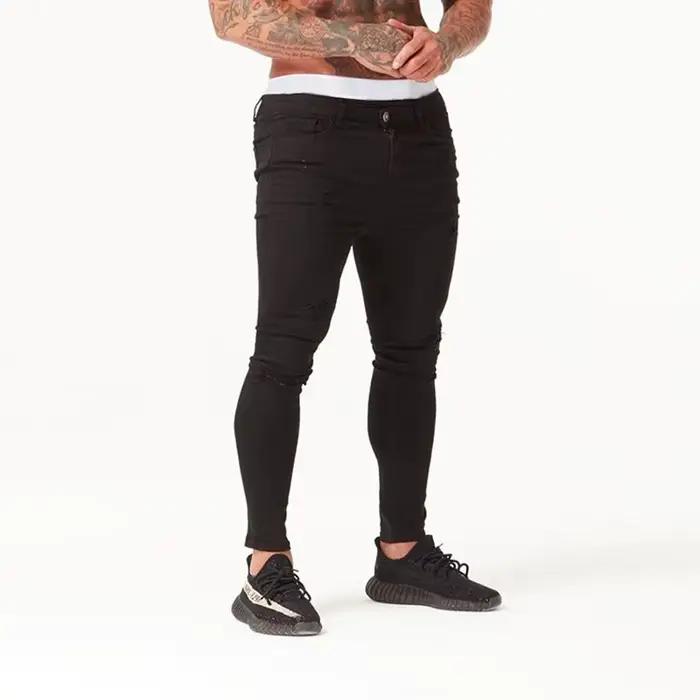 Melody Spray On-Jean skinny pour homme, jean délavé, déchiré, marque de mode, vêtements de motard, 3